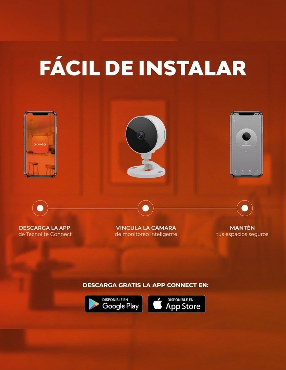 Cámara Wi-Fi de seguridad modelo Eyecast inalámbrica Full HD 85° para Interior 2