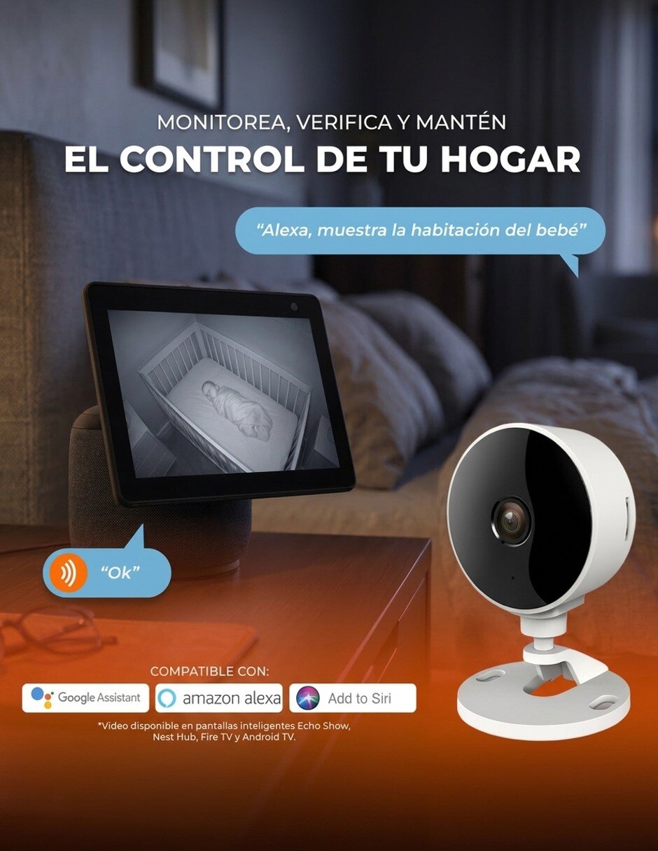 Cámara Wi-Fi de seguridad modelo Eyecast inalámbrica Full HD 85° para Interior 3