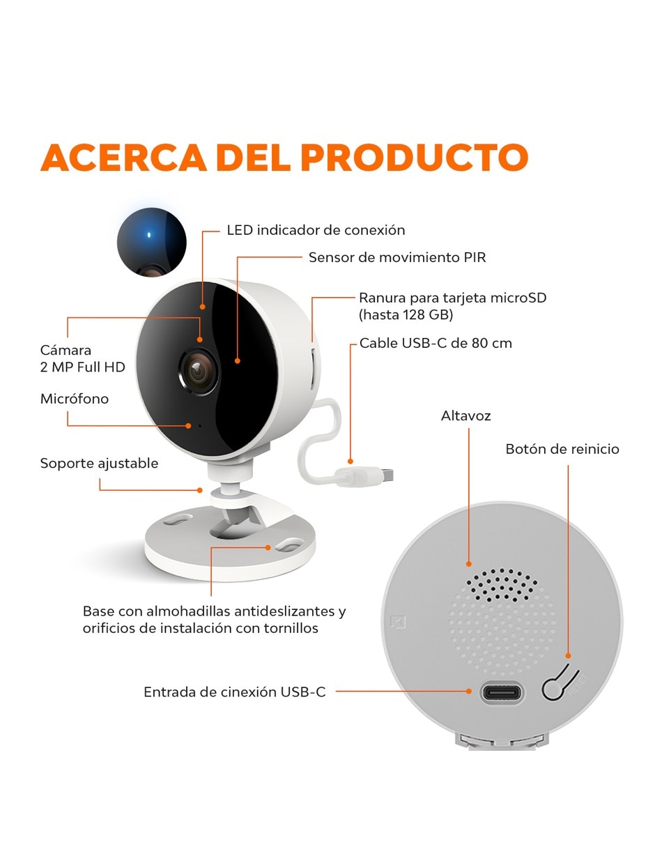 Cámara Wi-Fi de seguridad modelo Eyecast inalámbrica Full HD 85° para Interior 4