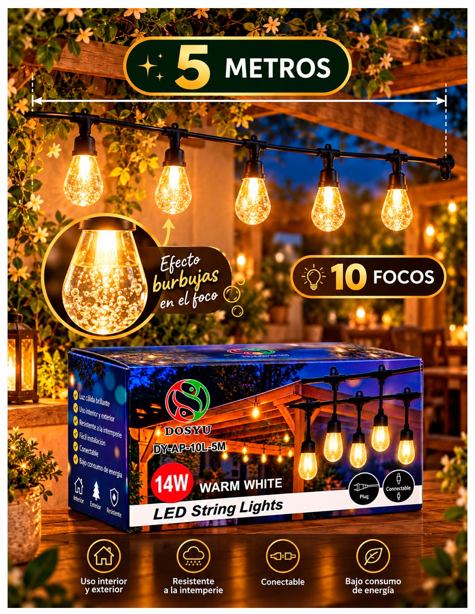 Serie de focos led con 10 focos 4